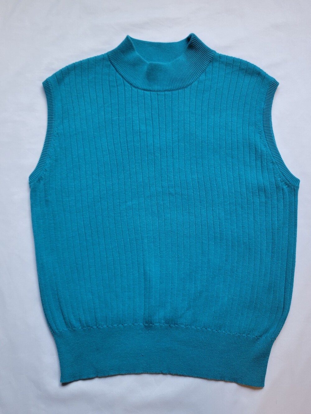 Sj Designs Womens High Neck Sleeveless Sweater Vest Sz X-Large Blue